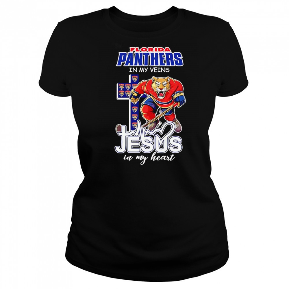 Florida Panthers in my veins Jesus in my heart mascot shirt Women's T-shirt