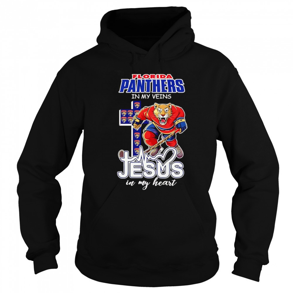 Florida Panthers in my veins Jesus in my heart mascot shirt Sweatshirt