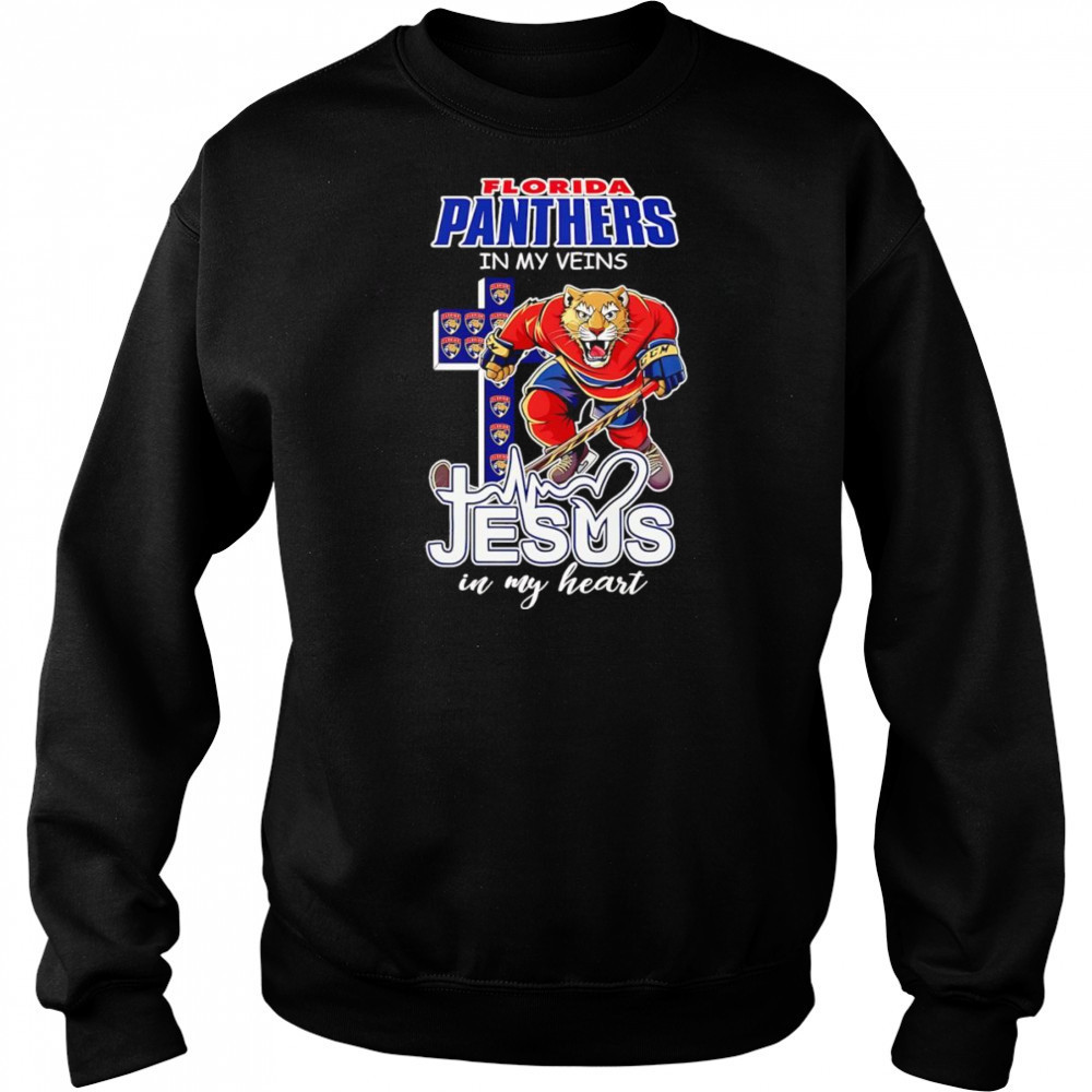 Florida Panthers in my veins Jesus in my heart mascot shirt Hoodie