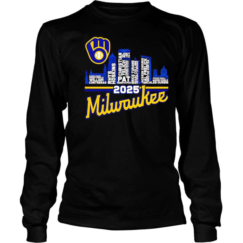 Milwaukee Brewers 2025 skyline name shirt Long Sleeved