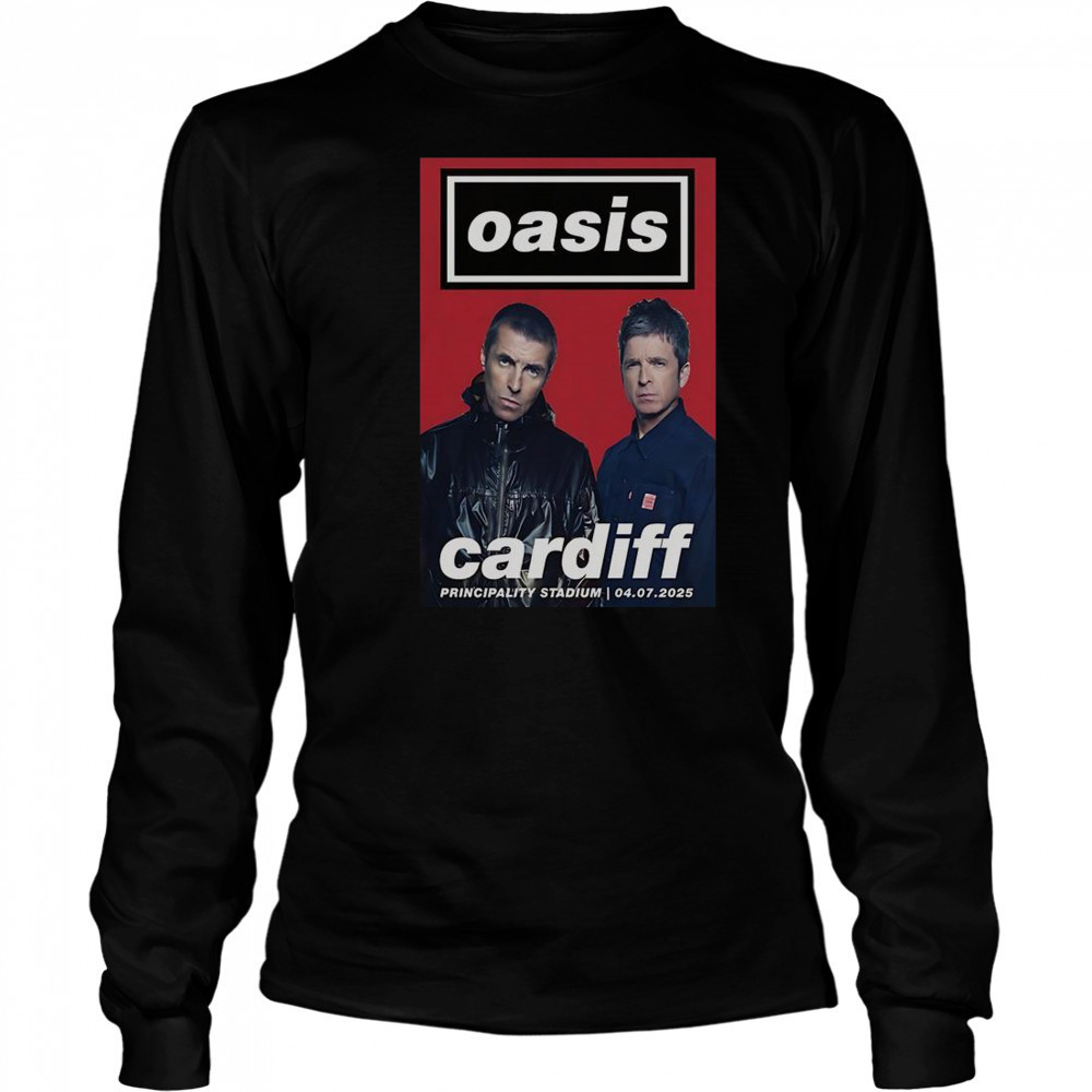 Oasis Cardiff Principality Stadium July 4 2025 Poster T-Shirt Long Sleeved