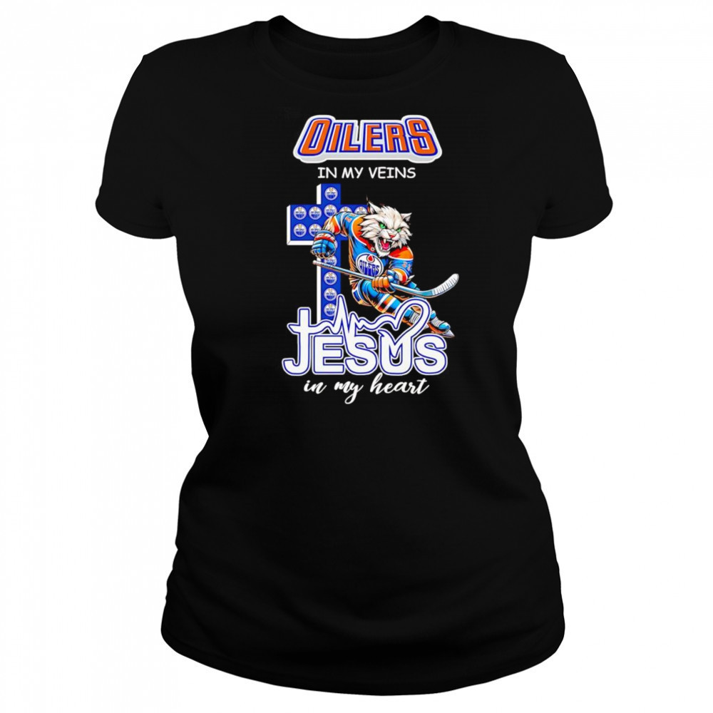Oilers in my veins Jesus in my heart mascot shirt Women's T-shirt