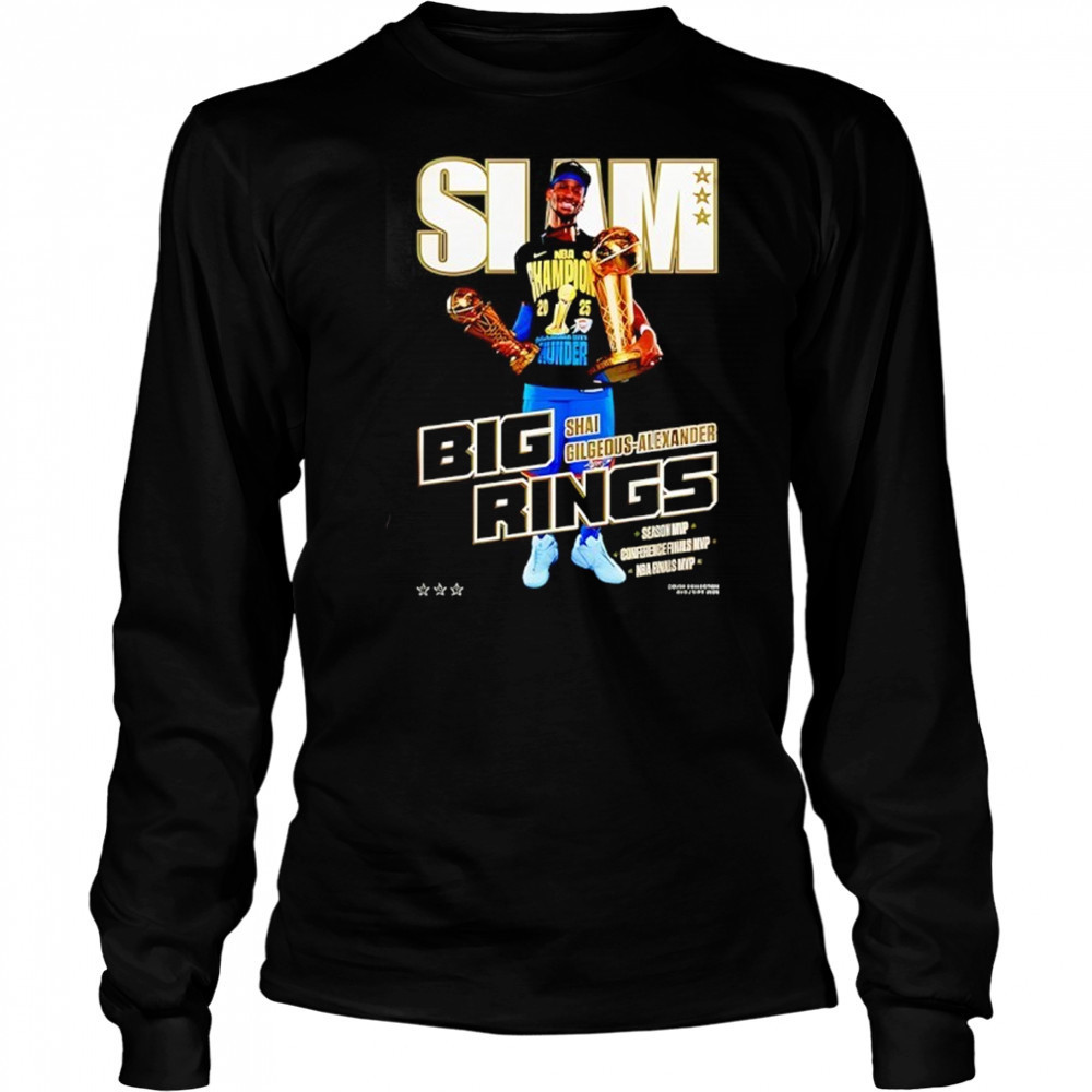 Shai Gilgeous-Alexander OKC Thunder SLAM Black 2025 Shirt Long Sleeved