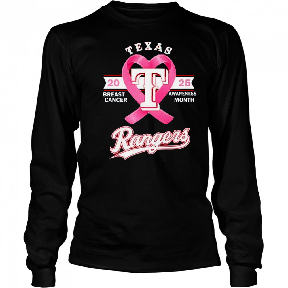 Texas Rangers 2025 breast cancer awareness month shirt Long Sleeved