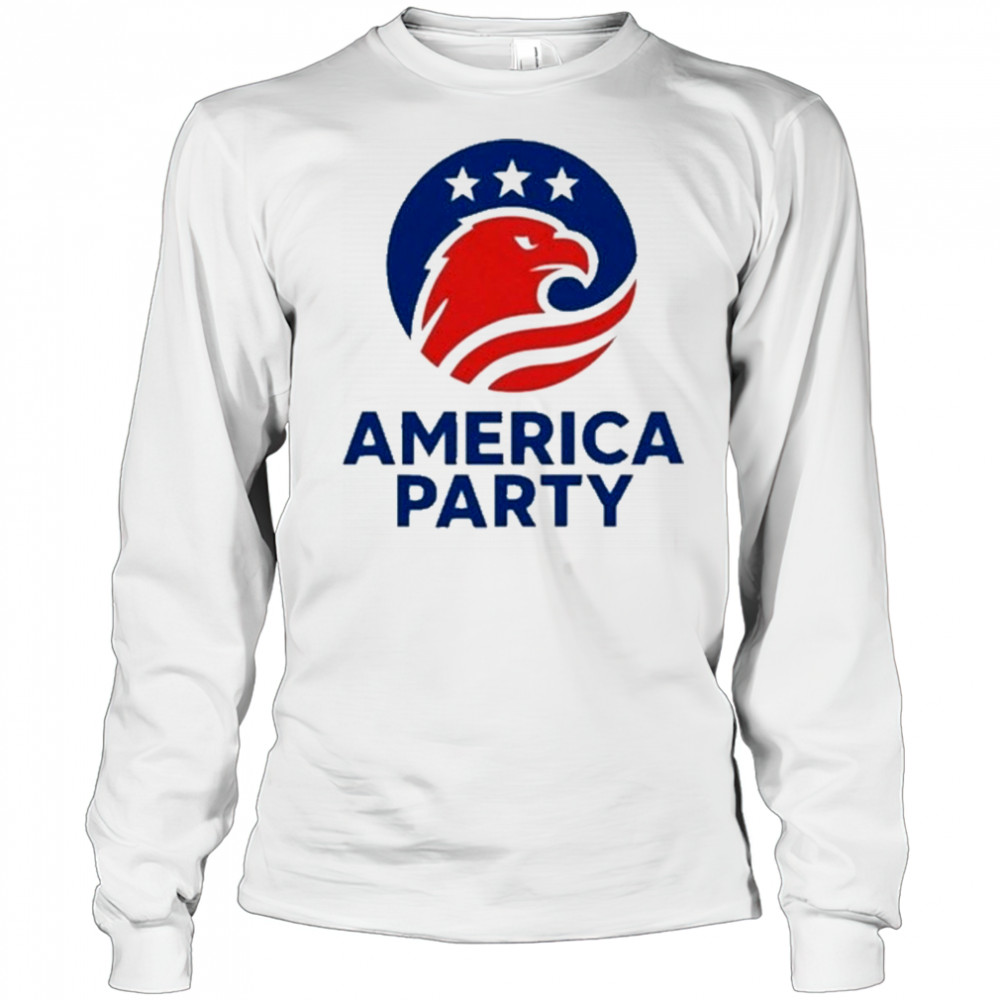 Elon Musk America Party Flag T-Shirt Long Sleeved