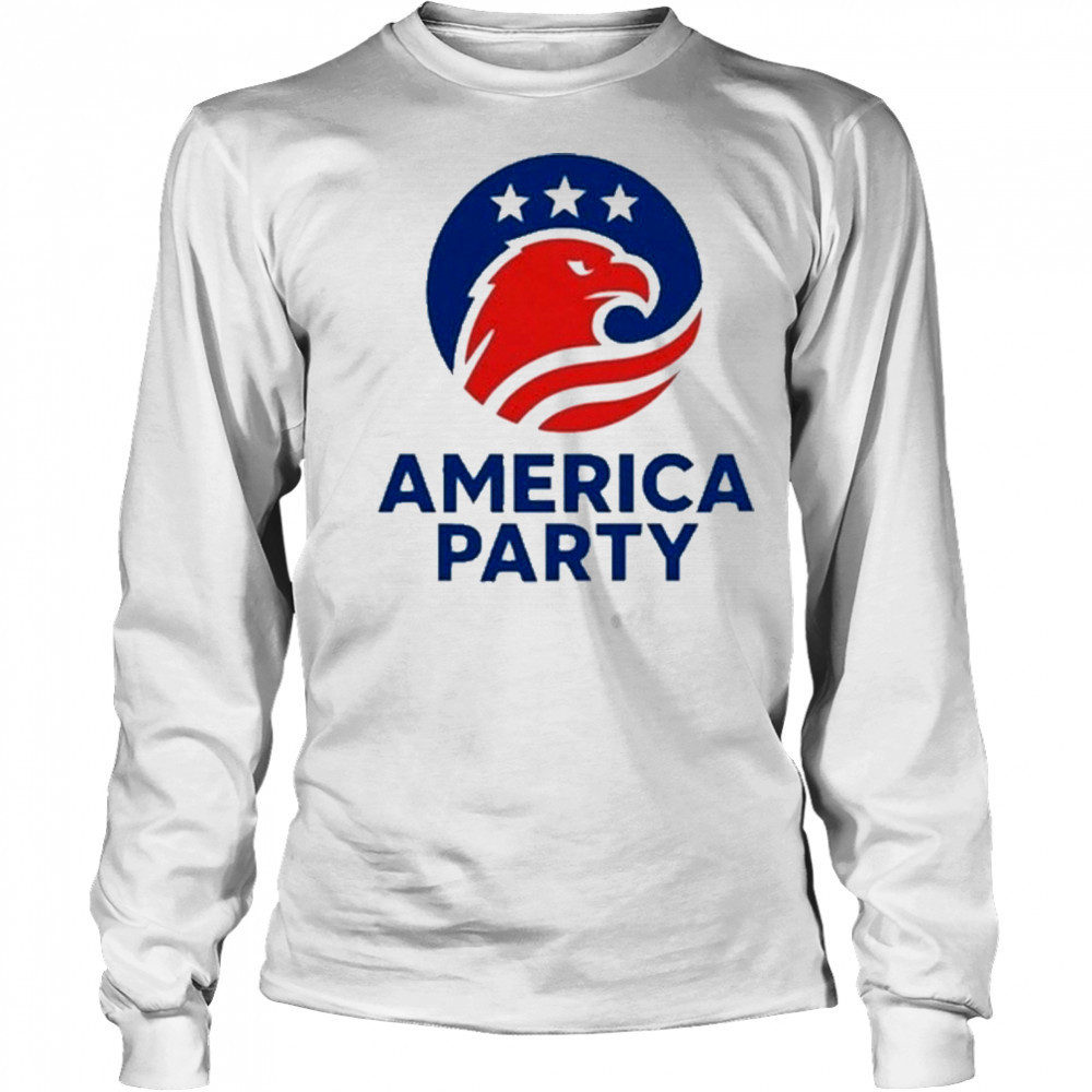 Elon Musk America Party Flag T-Shirt Long Sleeved