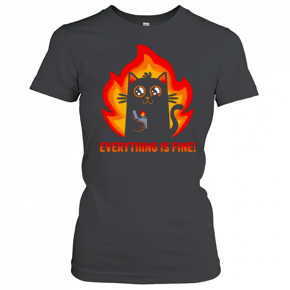 Everything is fine black cat shirt Women's T-shirt