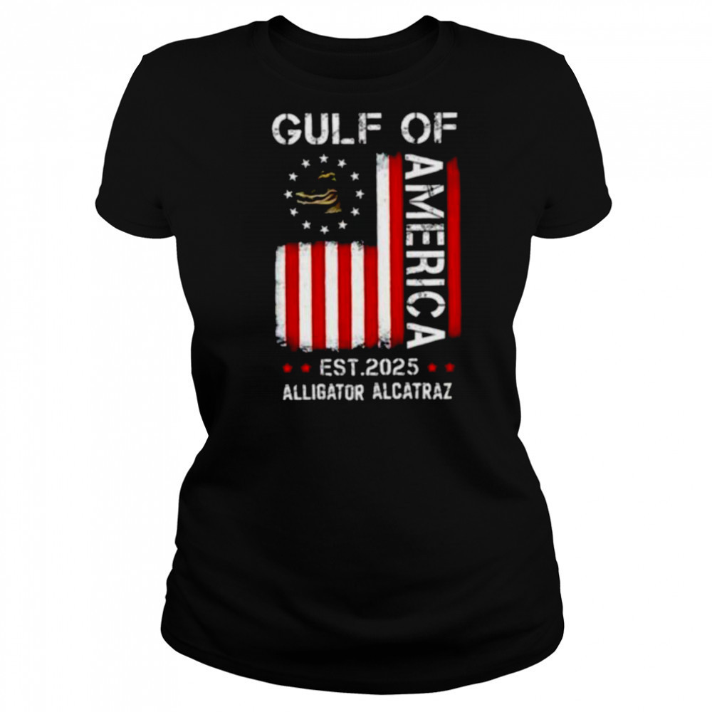 Gulf of America Alligator Alcatraz Est 2025 flag shirt Women's T-shirt
