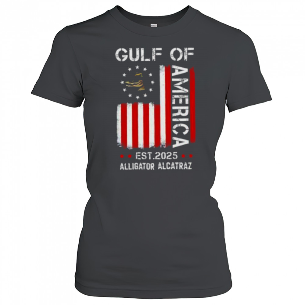 Gulf of America Alligator Alcatraz Est 2025 flag shirt Women's T-shirt