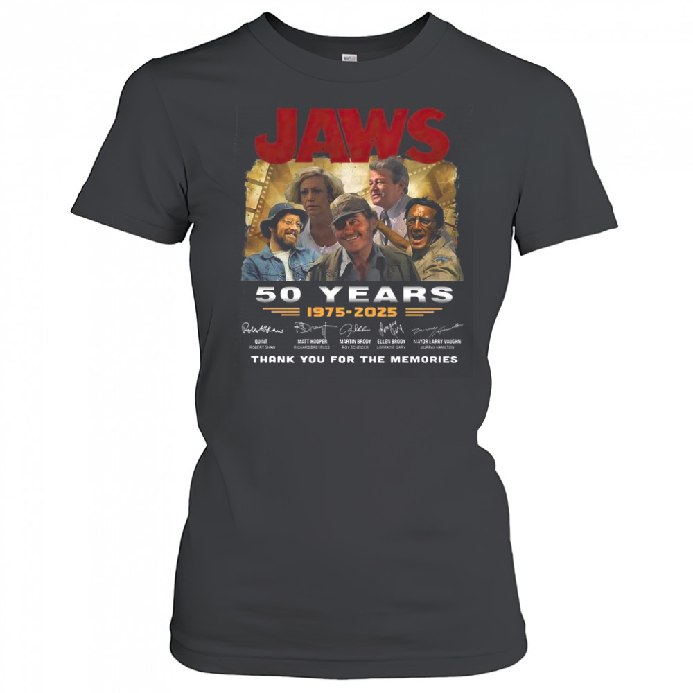 Jaws 50 Years 1975-2025 Thank You For The Memories Signature T-Shirt Women's T-shirt