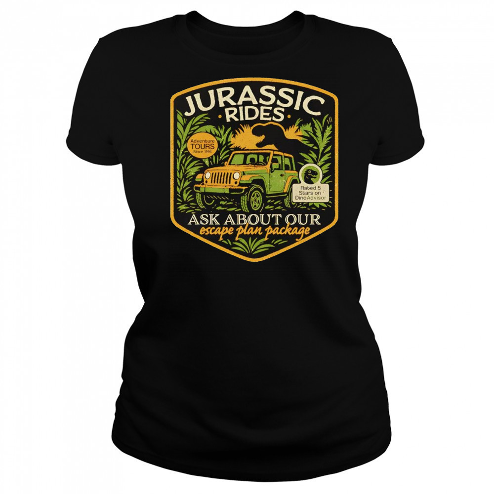 Jurassic Rides ask about our escape plan package shirt Women's T-shirt