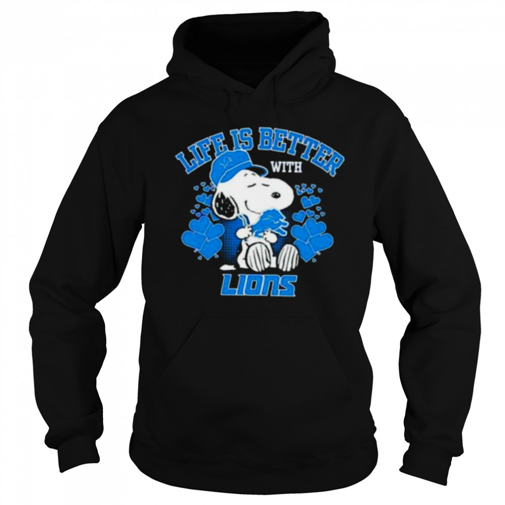 Life Is Better Lions Snoopy Hug Detroit Lions Logo T shirt Sweatshirt