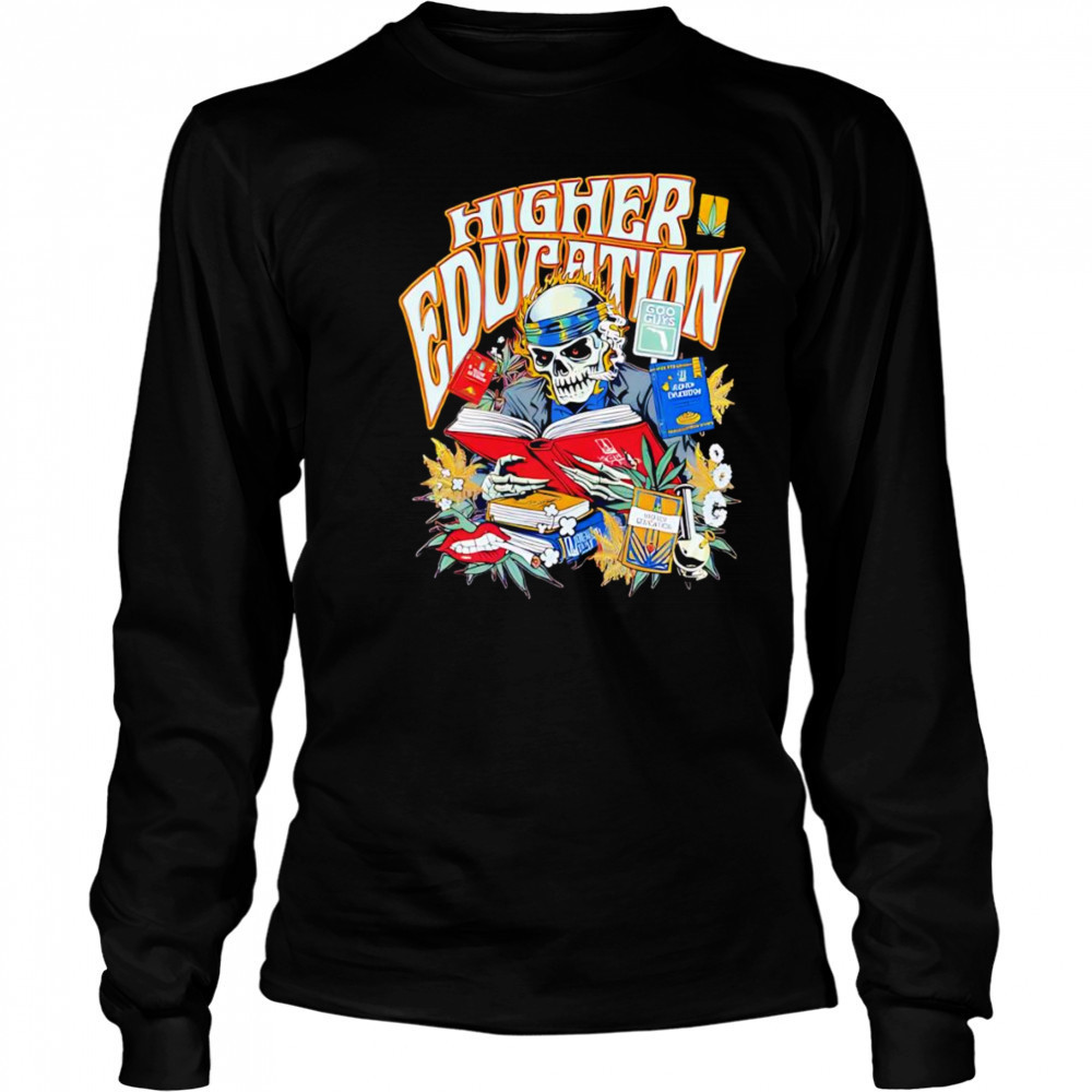 Skeleton Higher Education graphic shirt Long Sleeved