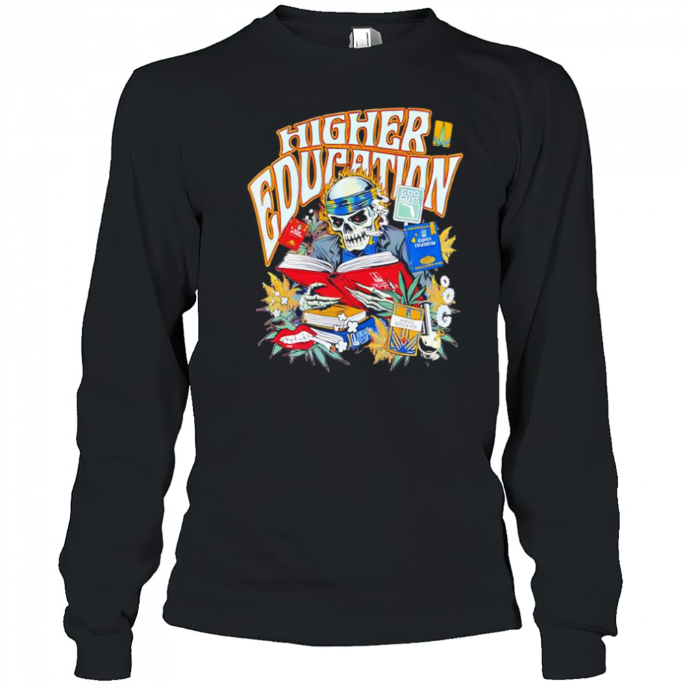 Skeleton Higher Education graphic shirt Long Sleeved