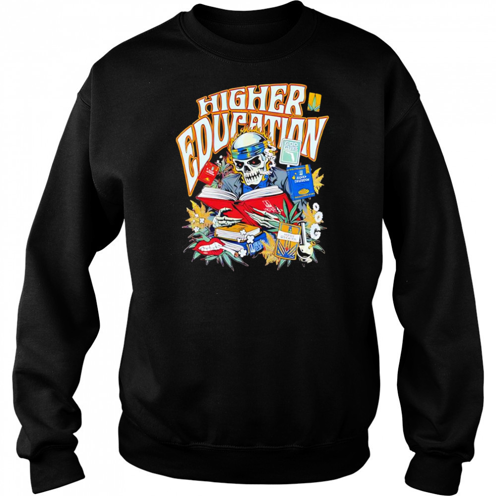 Skeleton Higher Education graphic shirt Hoodie