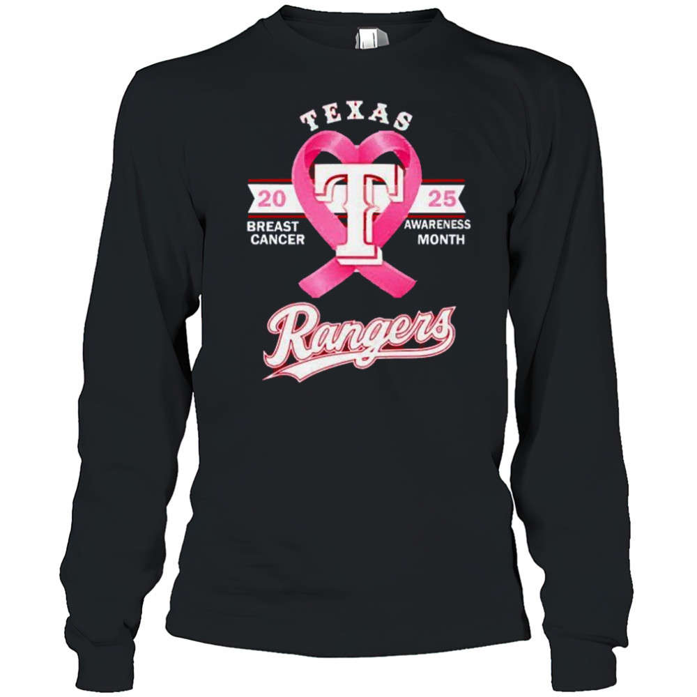 Texas Rangers 2025 breast cancer awareness month shirt Long Sleeved