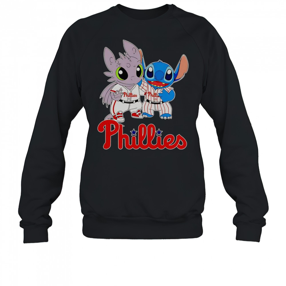 Toothless Night Fury And Stitch Philadelphia Phillies T-Shirt Sweatshirt