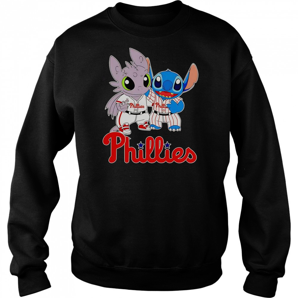 Toothless Night Fury And Stitch Philadelphia Phillies T-Shirt Hoodie