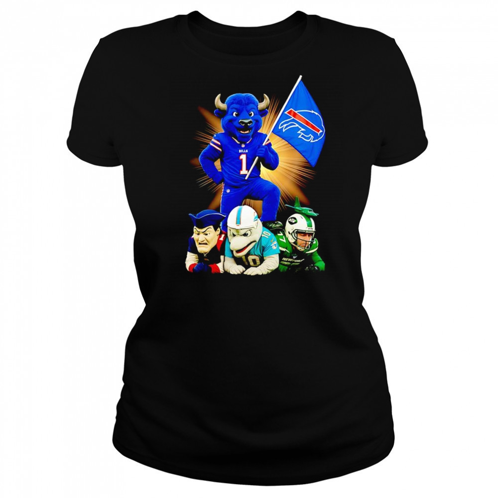 Buffalo Bills mascot standing with flag shirt Women's T-shirt