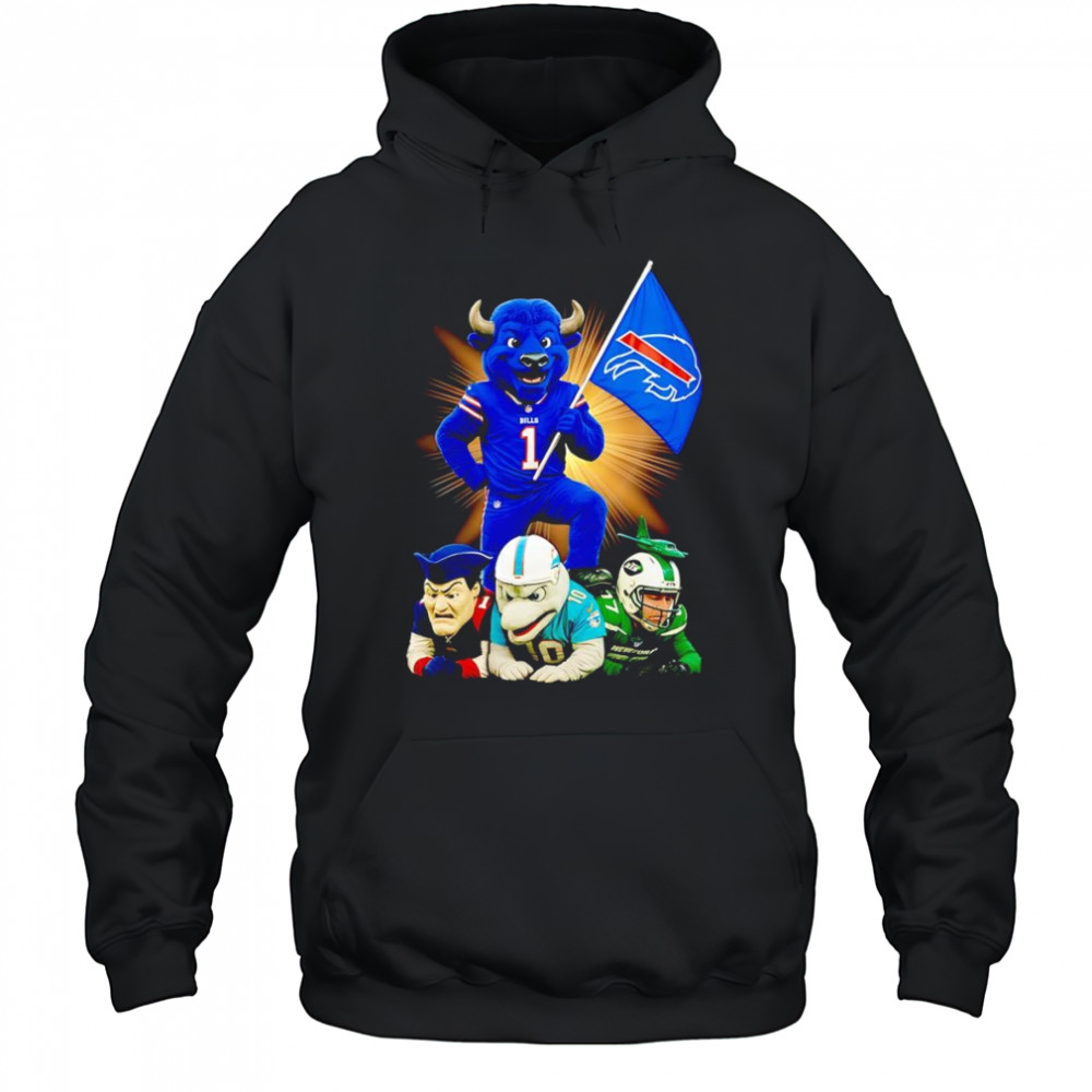 Buffalo Bills mascot standing with flag shirt Hoodie