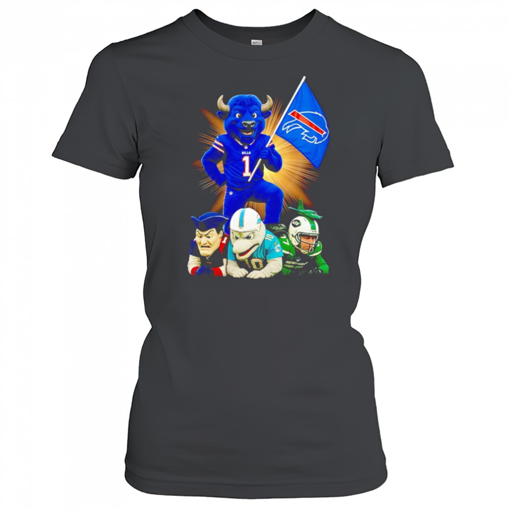 Buffalo Bills mascot standing with flag shirt Women's T-shirt
