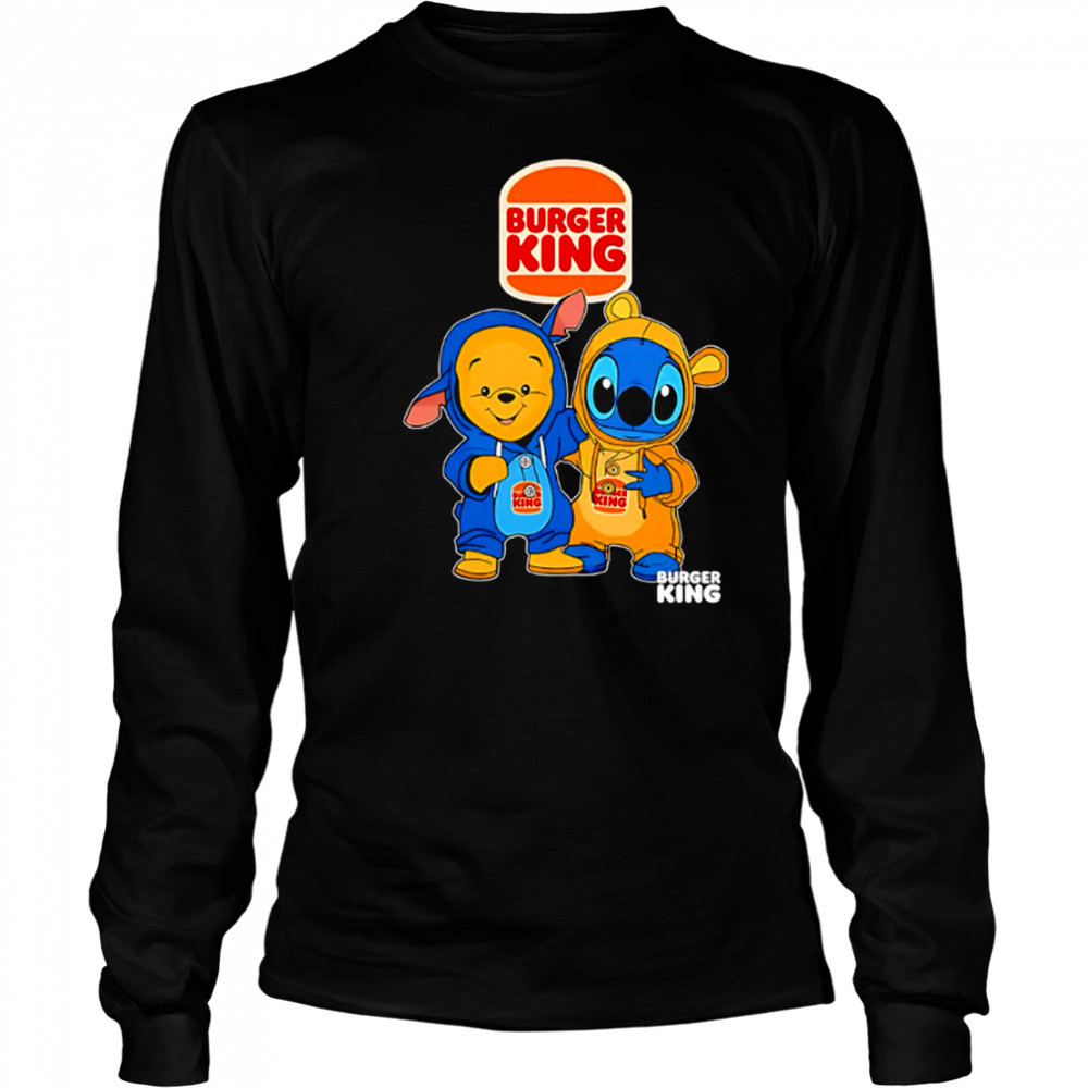 Burger king pooh and stitch friends shirt Long Sleeved