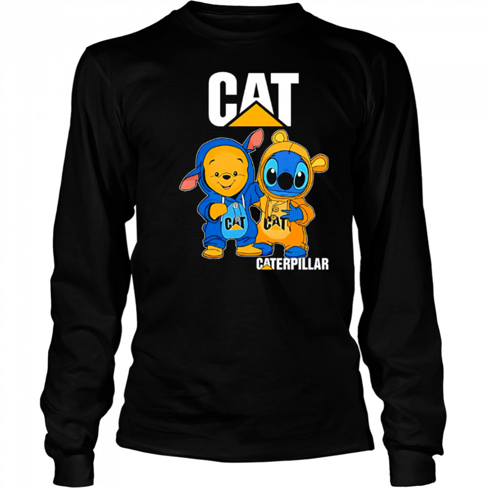 Cat caterpillar pooh and stitch friends shirt Long Sleeved
