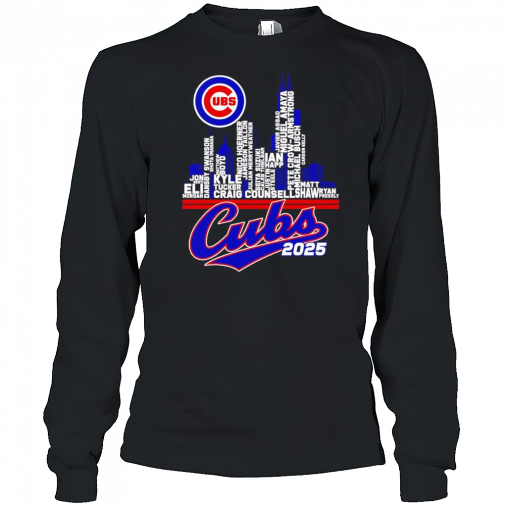 Chicago Cubs 2025 skyline name shirt Long Sleeved