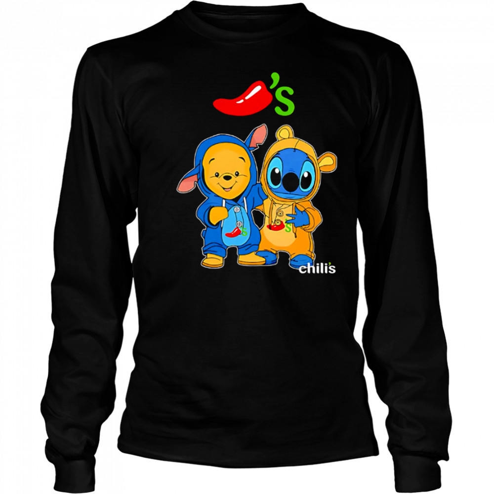 Chili’s pooh and stitch friends shirt Long Sleeved