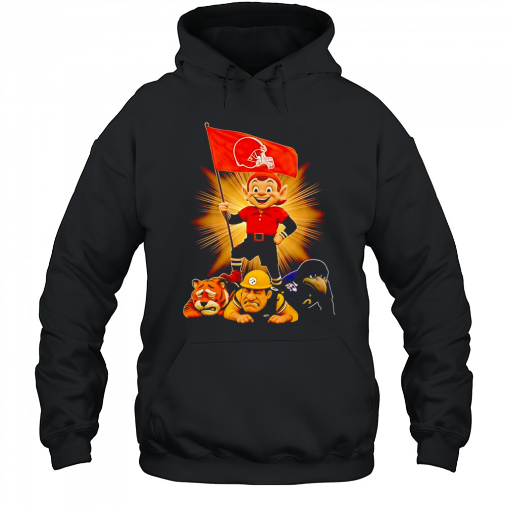 Cleveland Browns mascot standing with flag shirt Hoodie