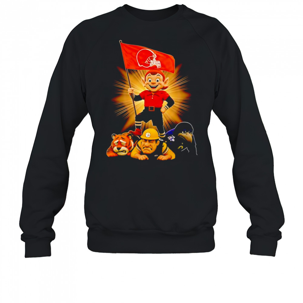 Cleveland Browns mascot standing with flag shirt Sweatshirt