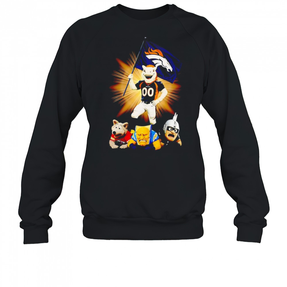 Denver Broncos mascot standing with flag shirt Sweatshirt