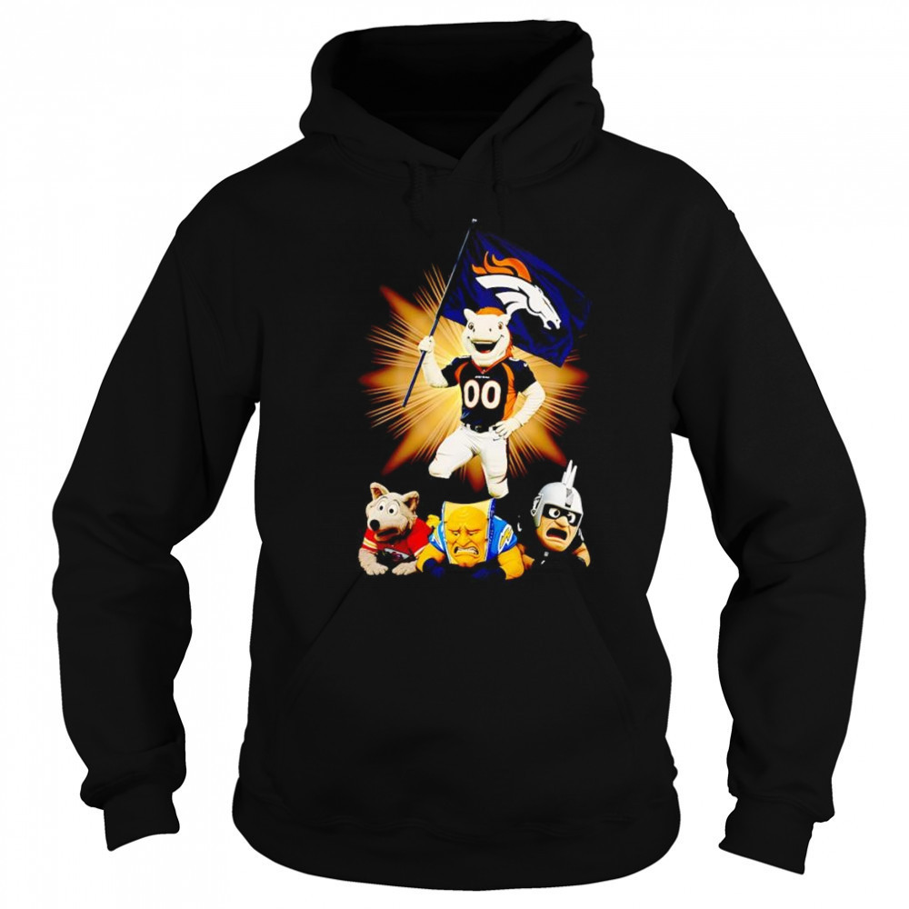 Denver Broncos mascot standing with flag shirt Sweatshirt