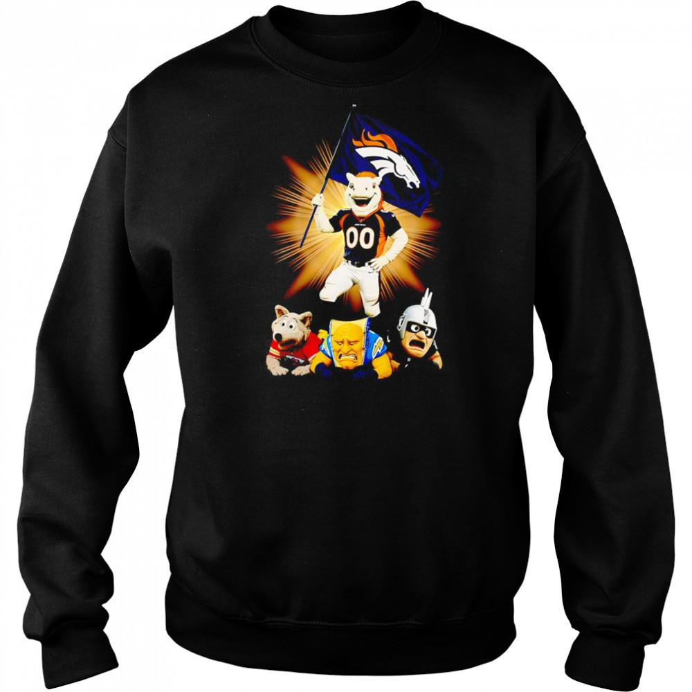 Denver Broncos mascot standing with flag shirt Hoodie