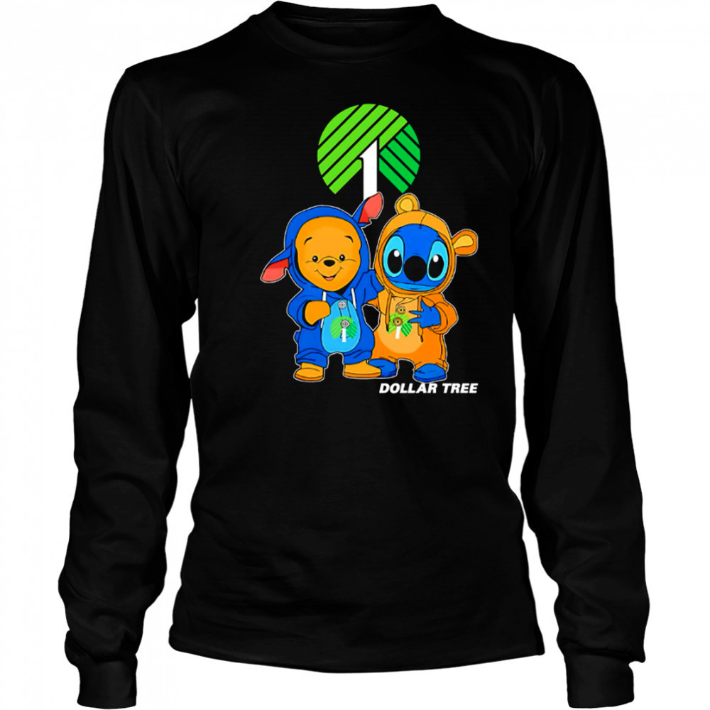 Dollar tree pooh and stitch friends shirt Long Sleeved