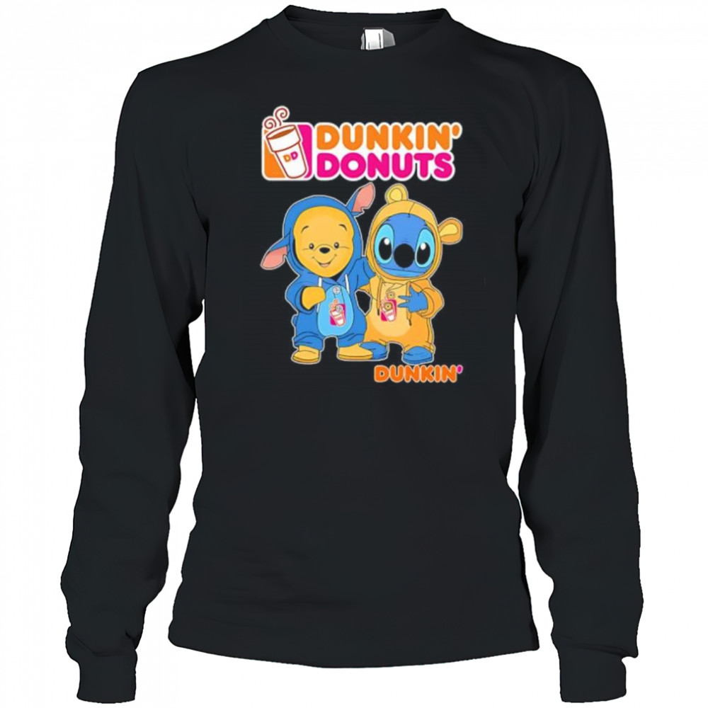 Dunkin’ pooh and stitch friends shirt Long Sleeved