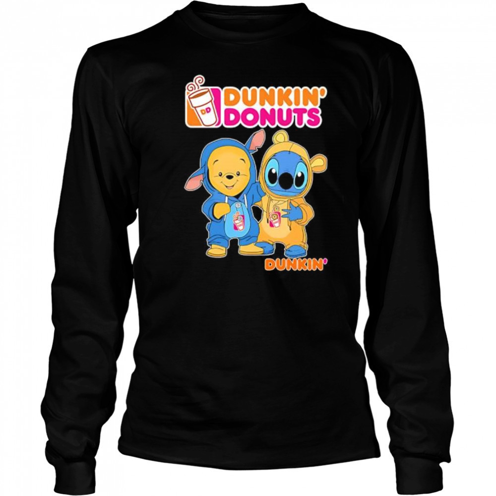 Dunkin’ pooh and stitch friends shirt Long Sleeved