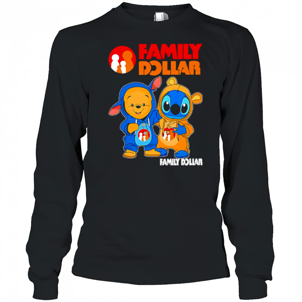 Family dollar pooh and stitch friends shirt Long Sleeved