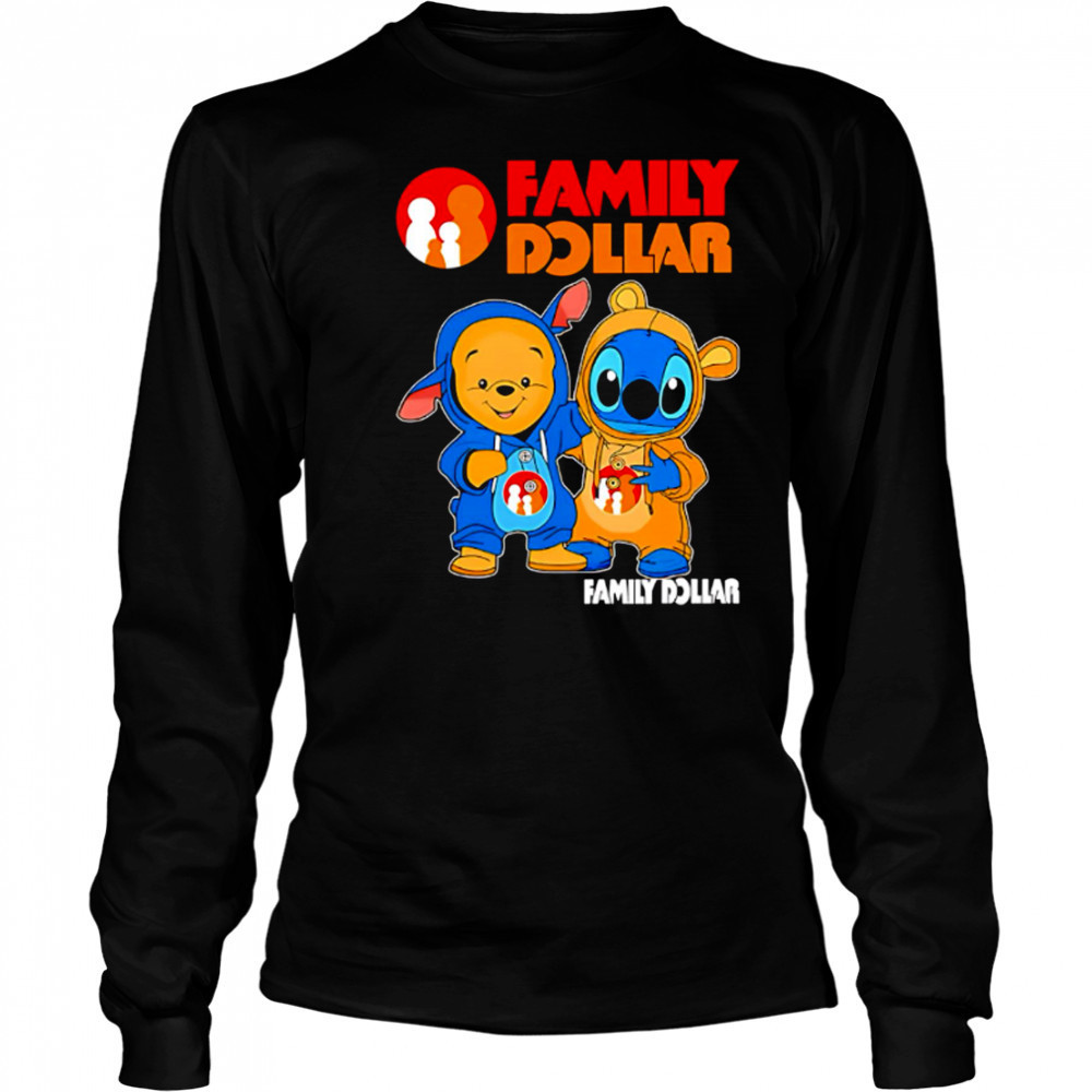 Family dollar pooh and stitch friends shirt Long Sleeved