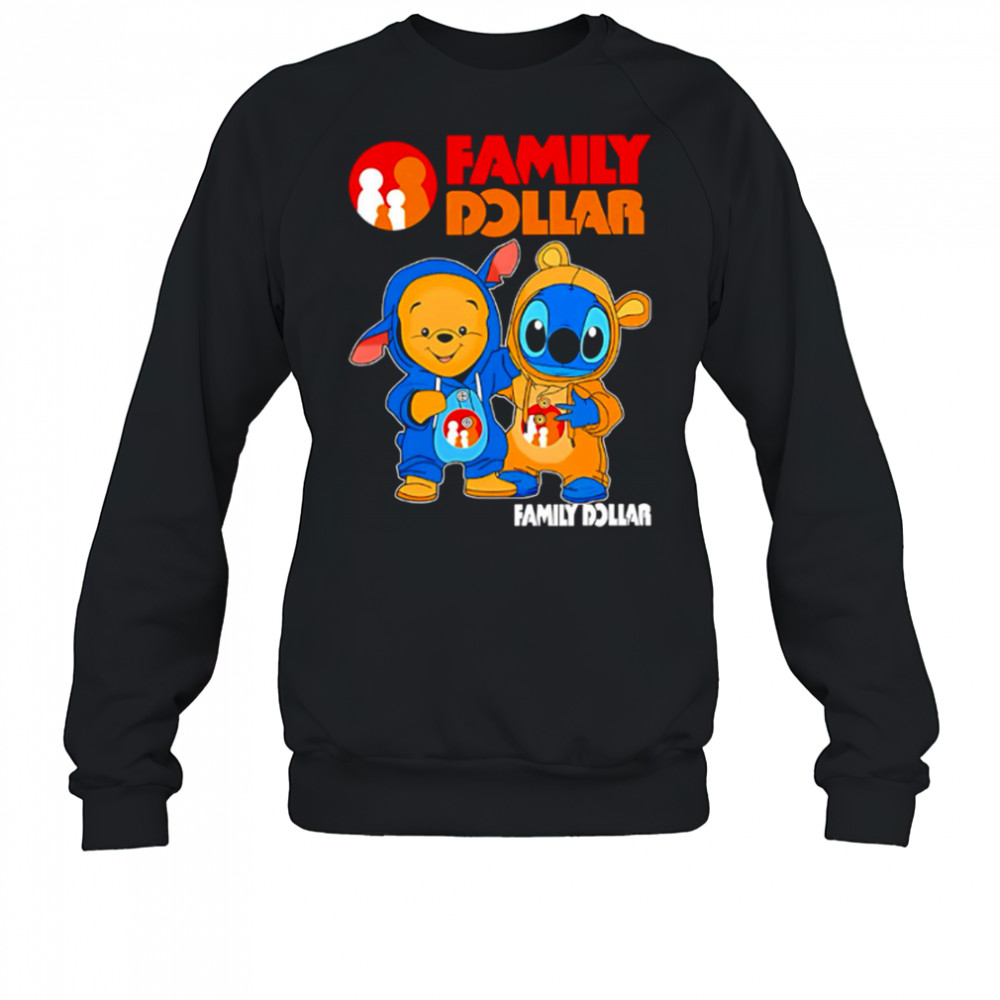 Family dollar pooh and stitch friends shirt Sweatshirt