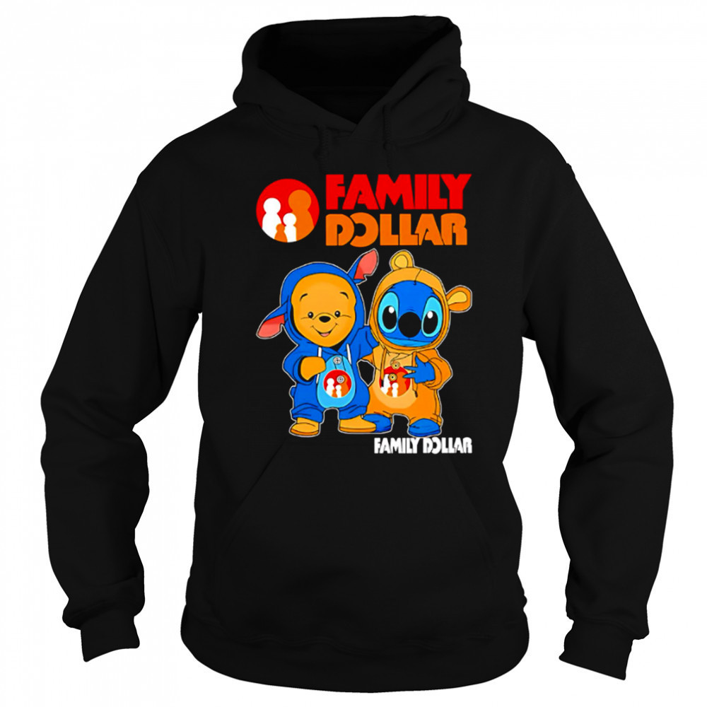 Family dollar pooh and stitch friends shirt Sweatshirt