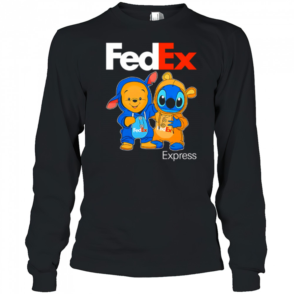 Fedex pooh and stitch friends shirt Long Sleeved