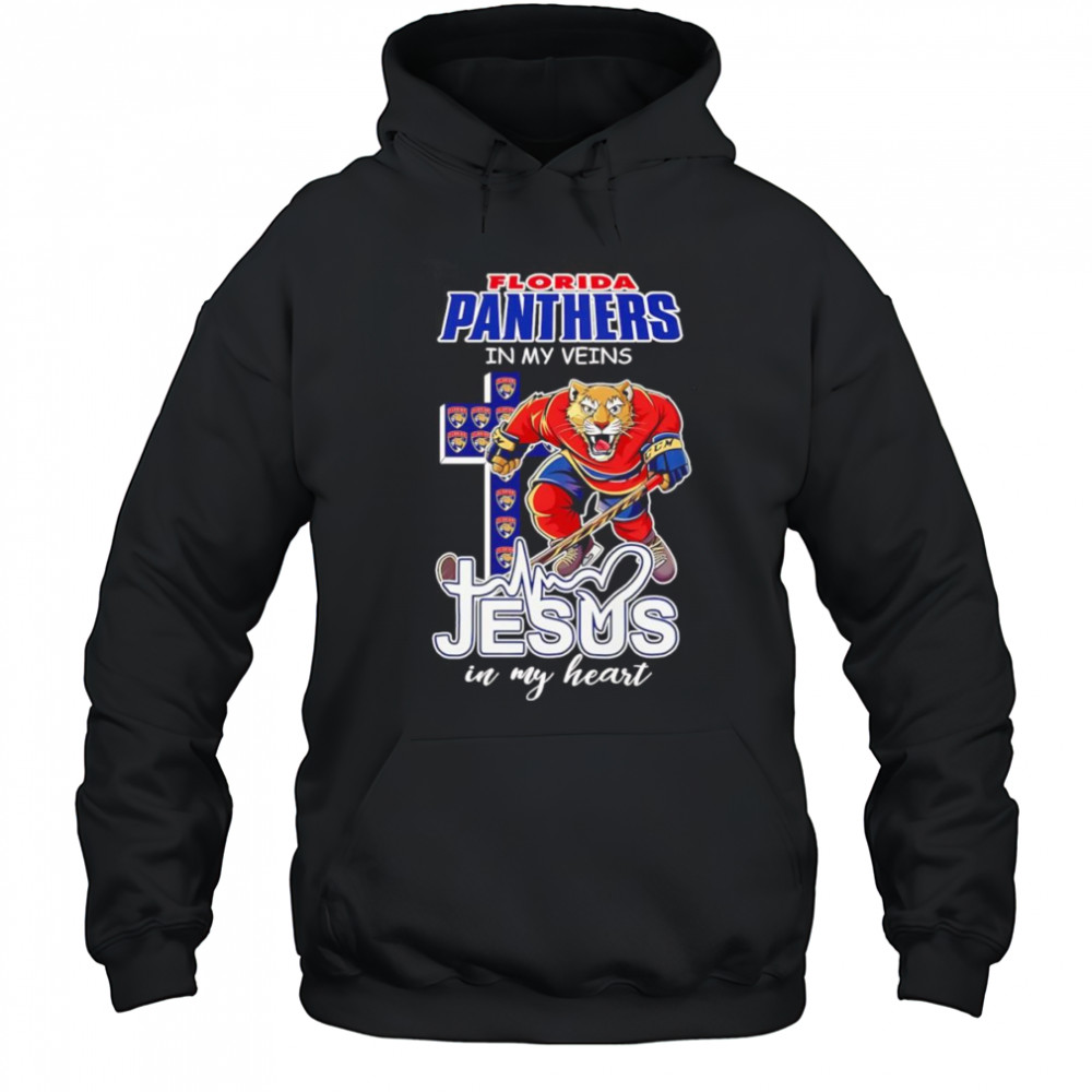 Florida Panthers in my veins Jesus in my heart mascot shirt Hoodie