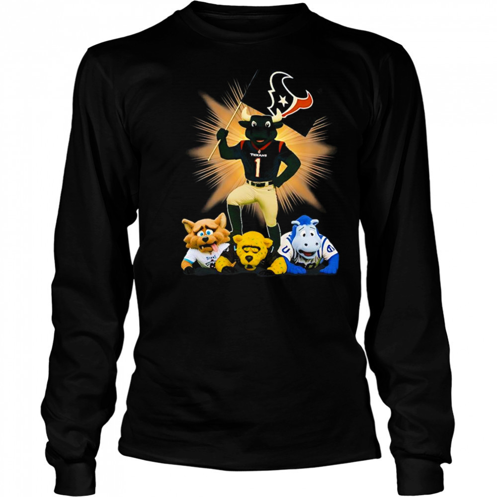 Houston Texans mascot standing with flag shirt Long Sleeved