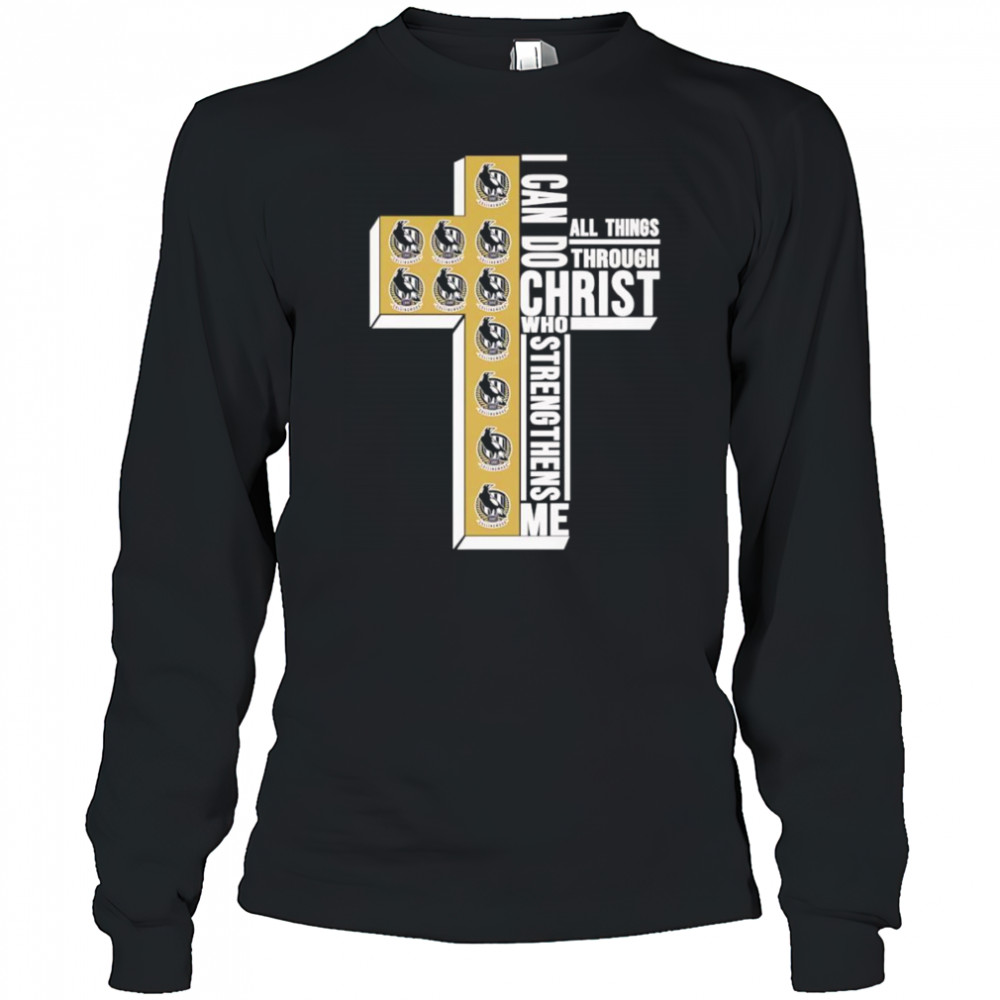 I can do all things through Christ who strengthens me Collingwood logo shirt Long Sleeved