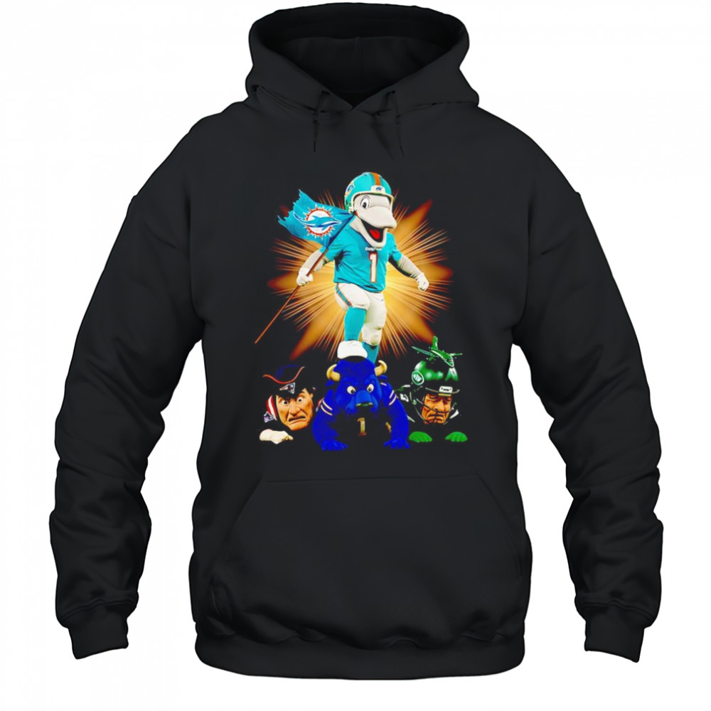 Miami Dolphins mascot standing with flag shirt Hoodie