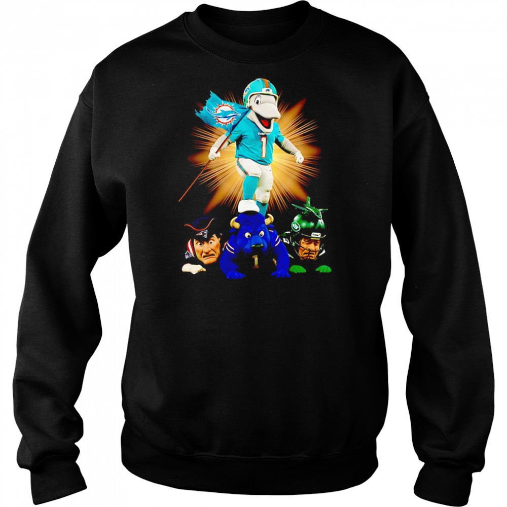 Miami Dolphins mascot standing with flag shirt Hoodie