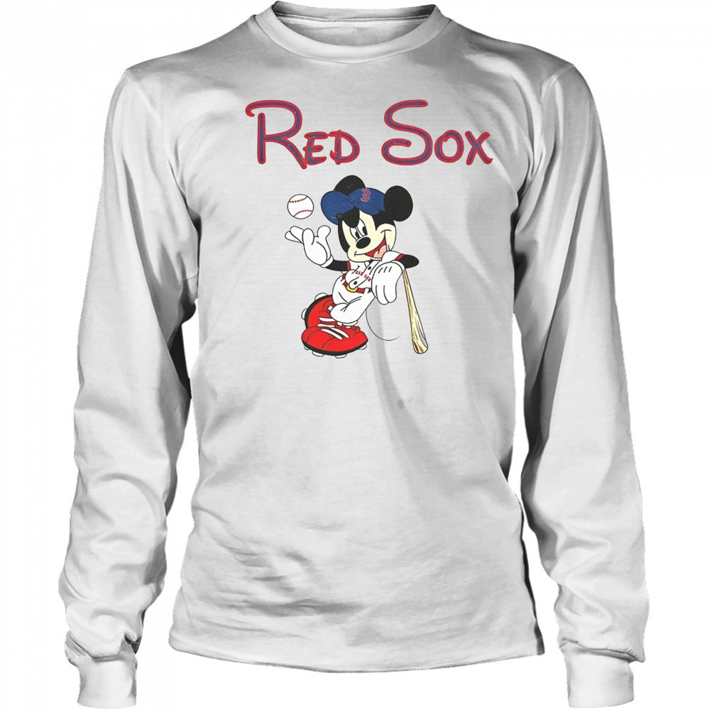 Mickey Boston Sox Red Baseball T-Shirt Long Sleeved