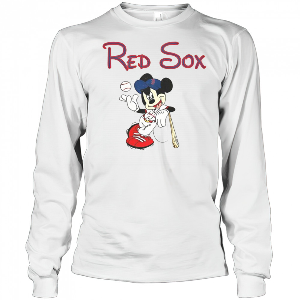 Mickey Boston Sox Red Baseball T-Shirt Long Sleeved
