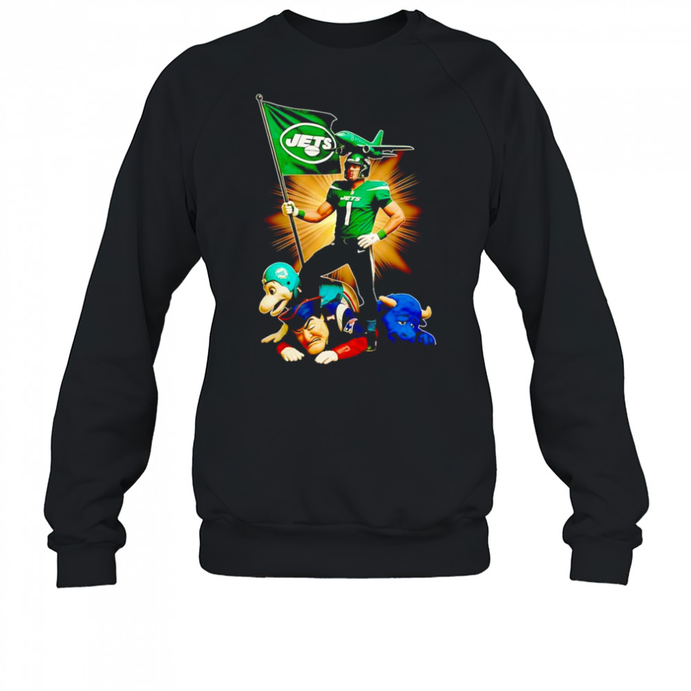 New York Jets mascot standing with flag shirt Sweatshirt